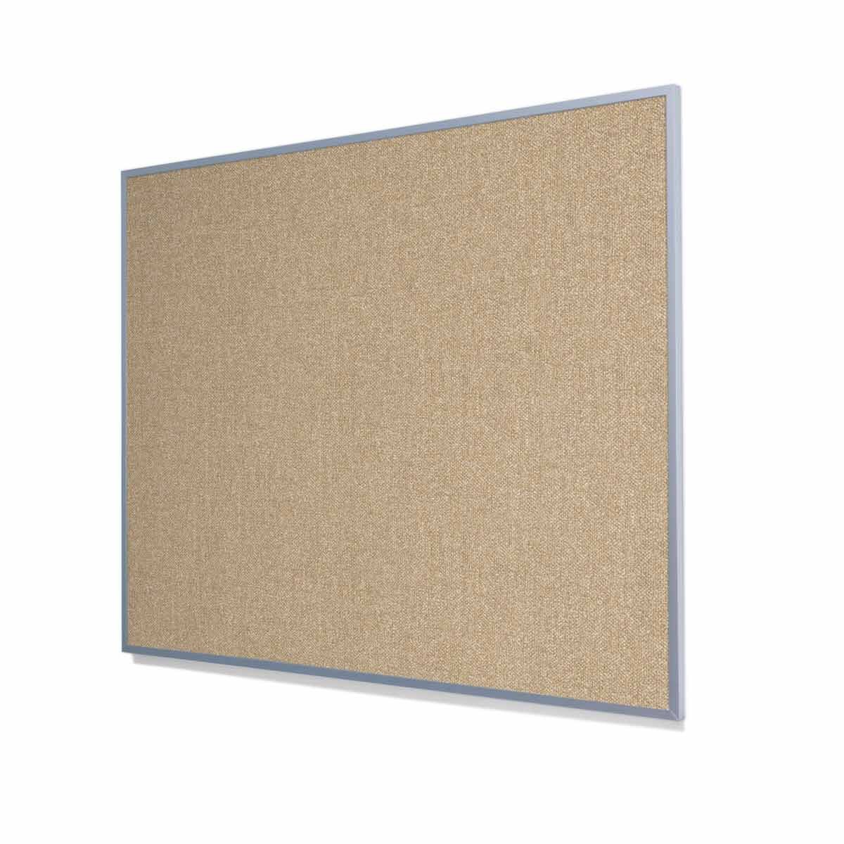 Type II Woven Vinyl Koroseal Linden II Coconut Cork Board with Narrow Light Aluminum Frame